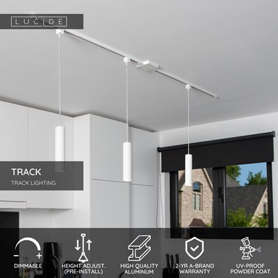 Lucide TRACK FLORIS pendant - 1-circuit Track lighting system - 1xGU10 - White (Extension)